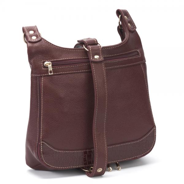 Bolsa De Couro Legítimo Transversal Média Vermelho Vinho | Mustafa Shop