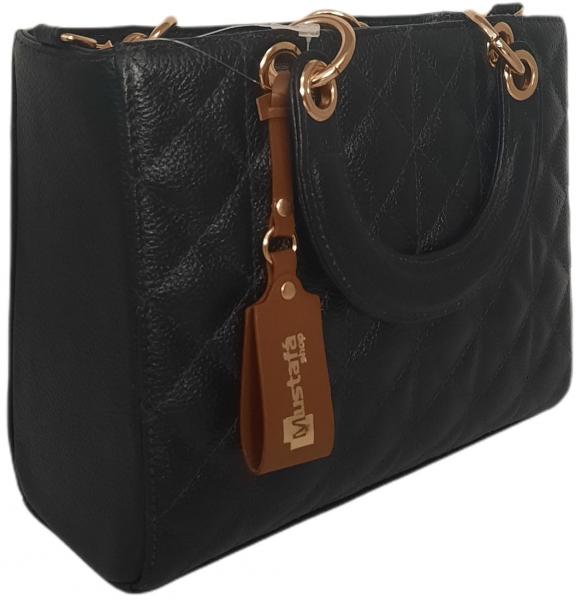 Bolsa De Couro Legítimo Média De Mão Preta Luxo