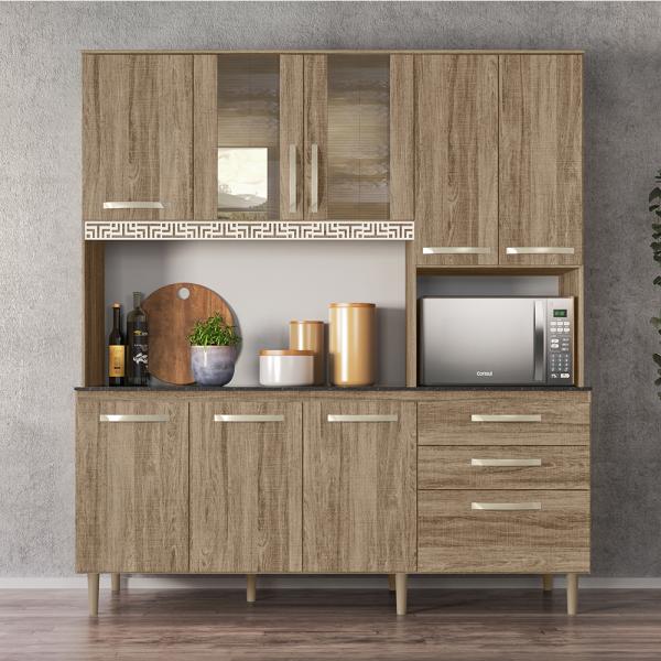 Kit Cozinha Fit 180 8 Portas Carvalho Carvalho
