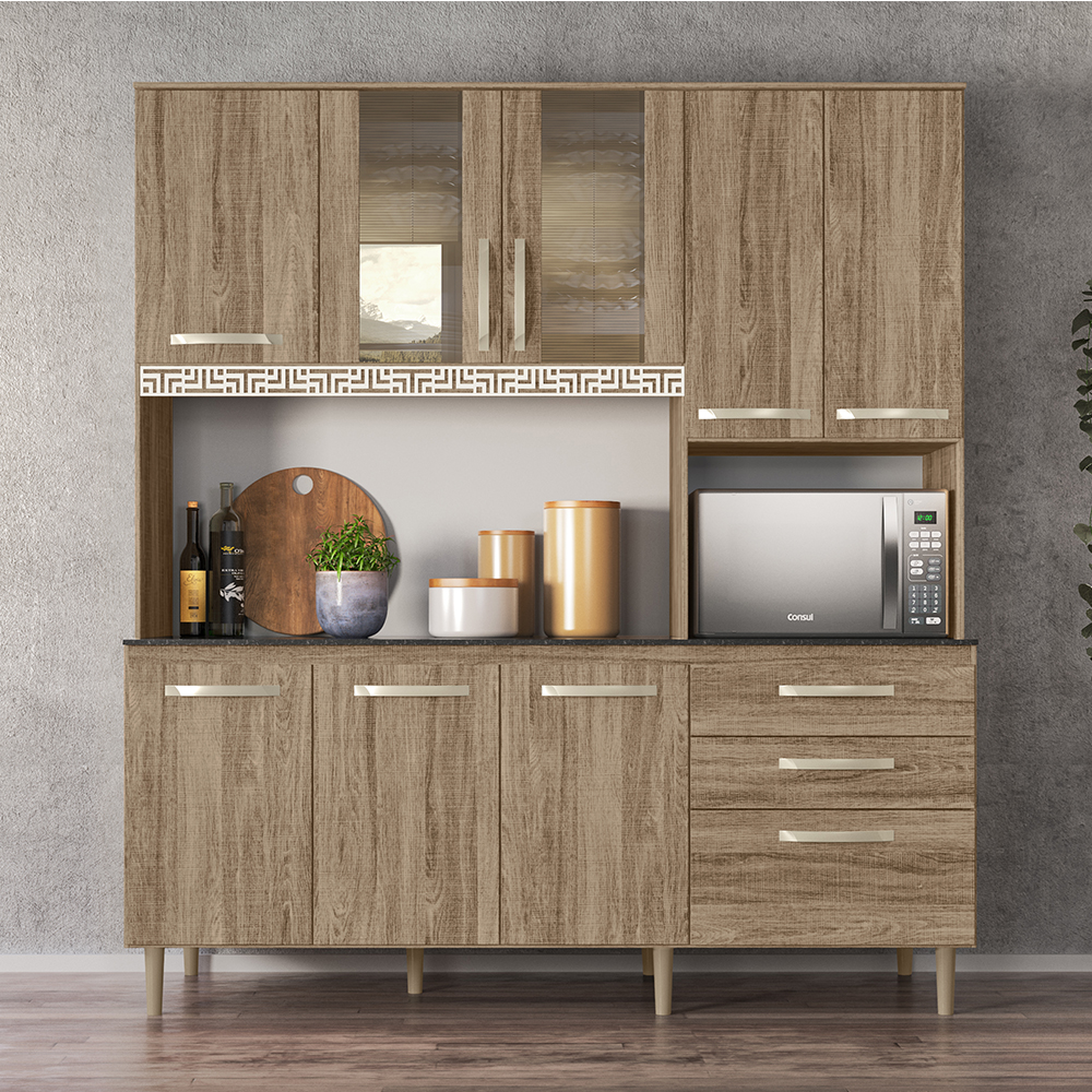 Zoom Kit Cozinha Fit 180 8 Portas Carvalho Carvalho