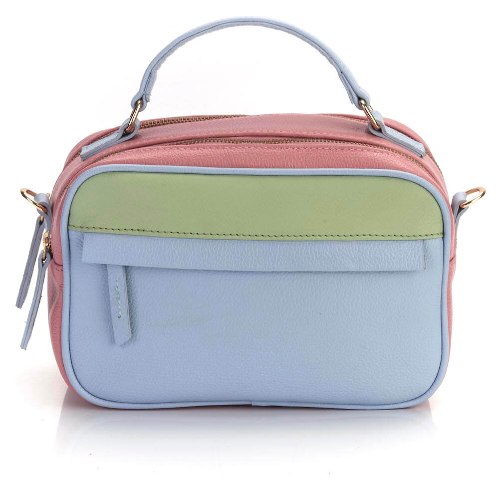 Bolsa De Couro Legítimo Média Colorida Azul Claro | Mustafa Shop