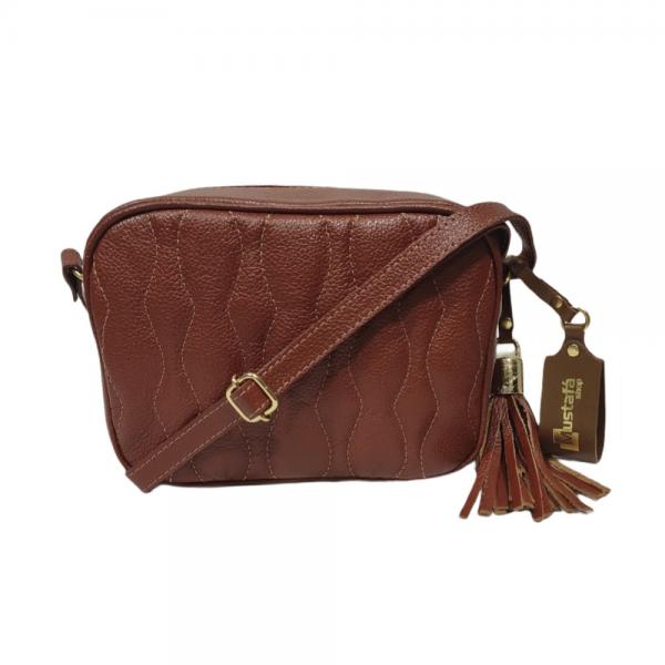 Bolsa Couro Legítimo Transversal Pequena Goiaba
