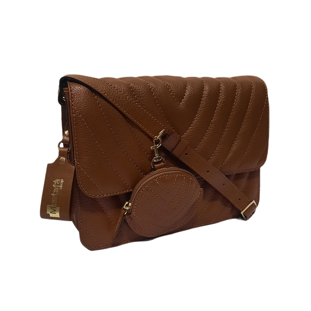 Zoom Bolsa Feminina Couro Transversal Média Marrom Conhaque
