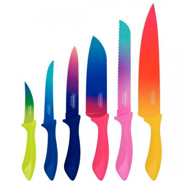 Jogo Facas Coloridas Aço Inox Colorcut 6 Peças Tramontina